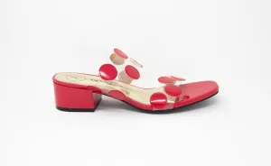 Betsy Red Perspex Faux Leather Disc Sandals