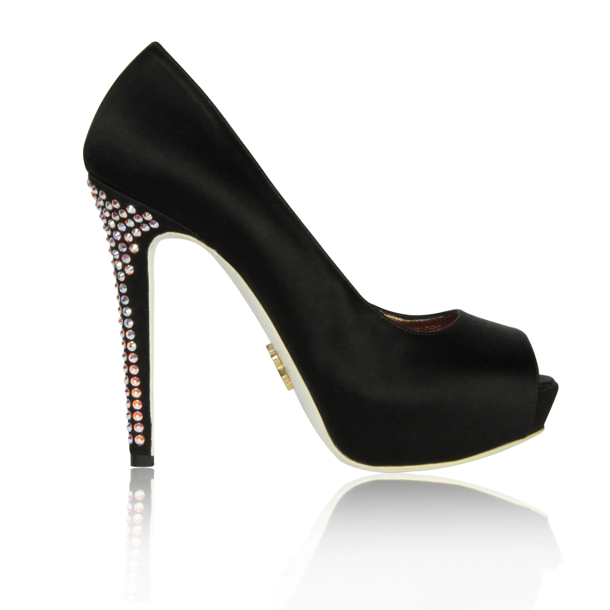 Black Krista-Lawren Satin Platform Pumps