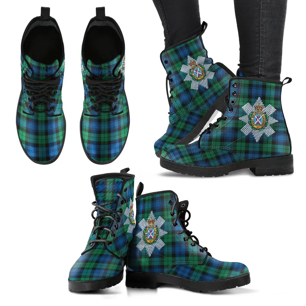 Blackwatch Ancient Tartan Clan Badge Leather Boots