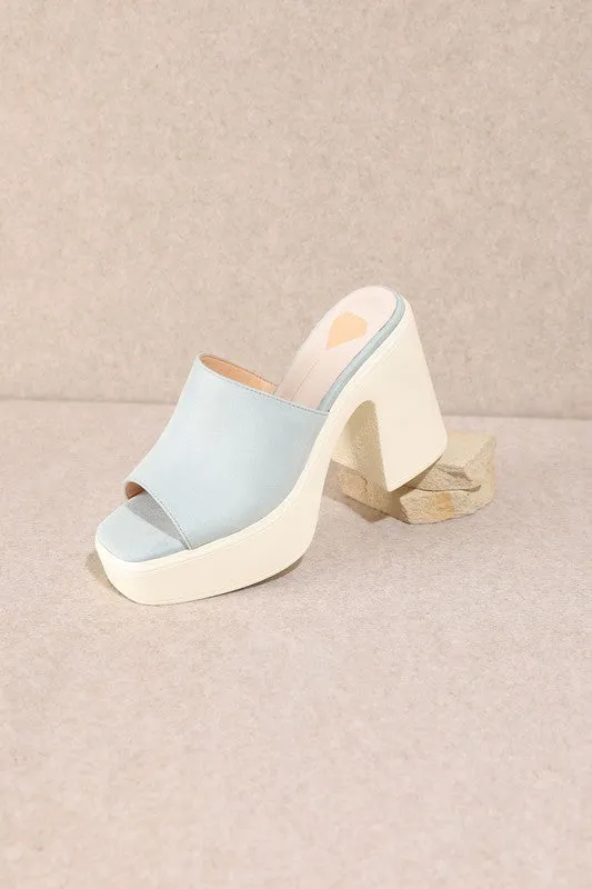 Blue Summer Chunky High Heel Sandals