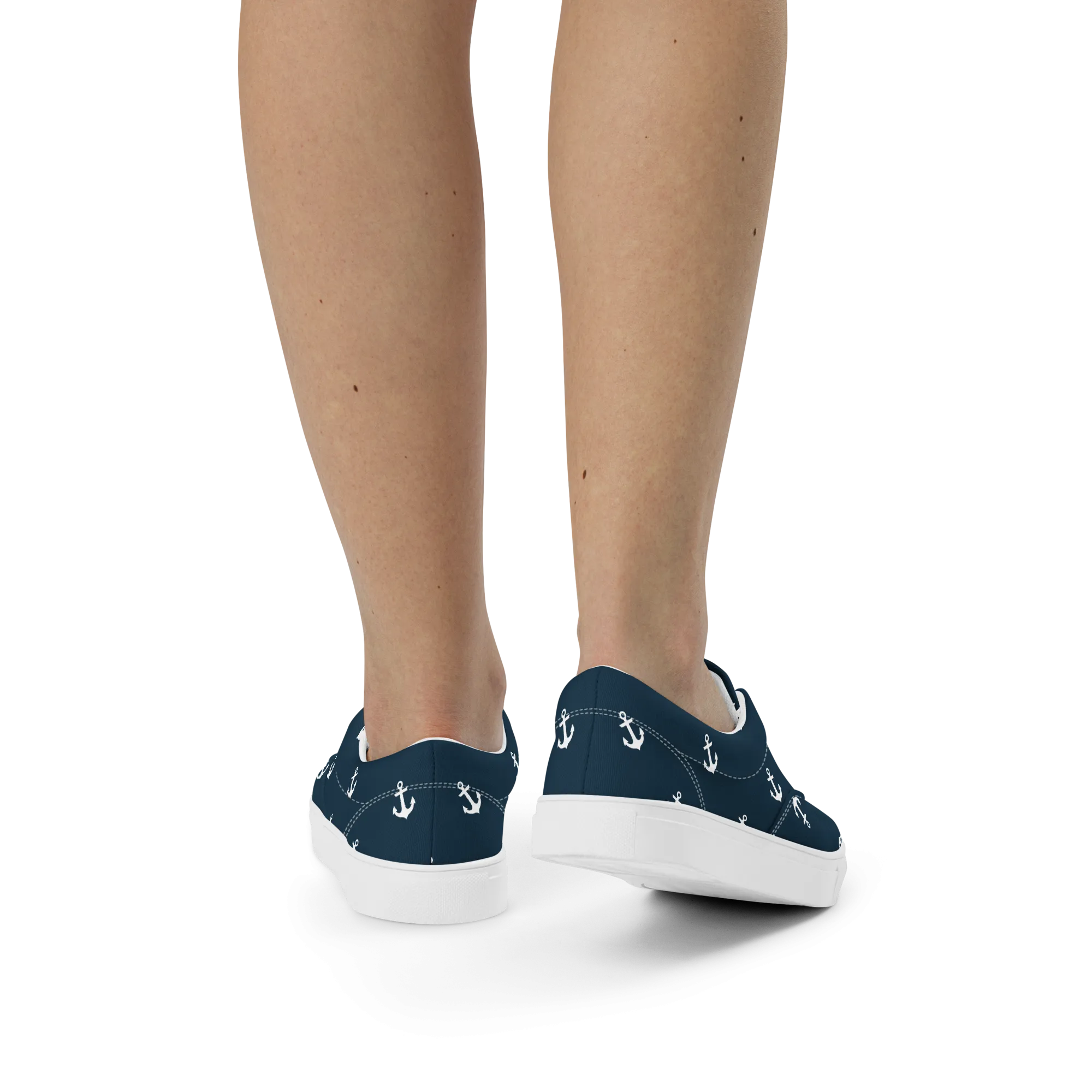 Blue With Nautical Anchors Women’s lace-up canvas shoes