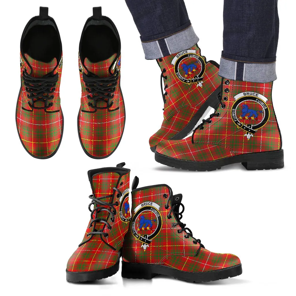 Bruce Modern Tartan Clan Badge Leather Boots