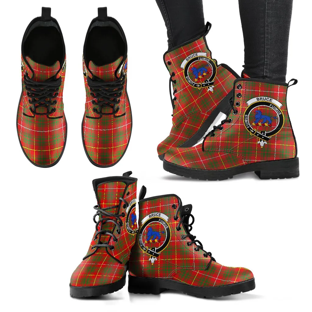 Bruce Modern Tartan Clan Badge Leather Boots