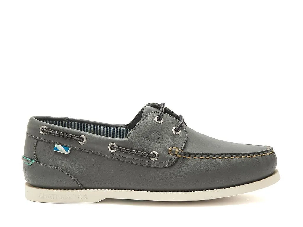 Chatham Leather Boat Shoes For Men - Crew G2 in Dark Grey, 6-15