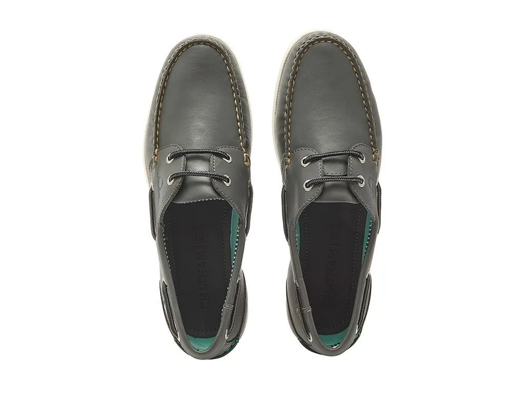 Chatham Leather Boat Shoes For Men - Crew G2 in Dark Grey, 6-15