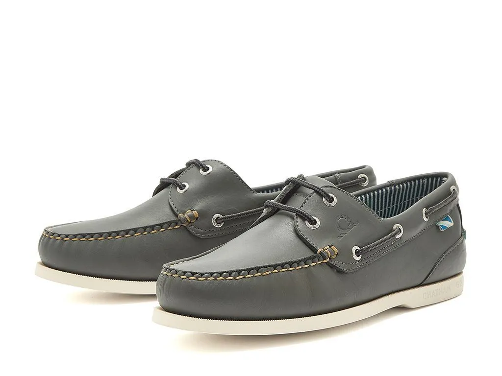 Chatham Leather Boat Shoes For Men - Crew G2 in Dark Grey, 6-15