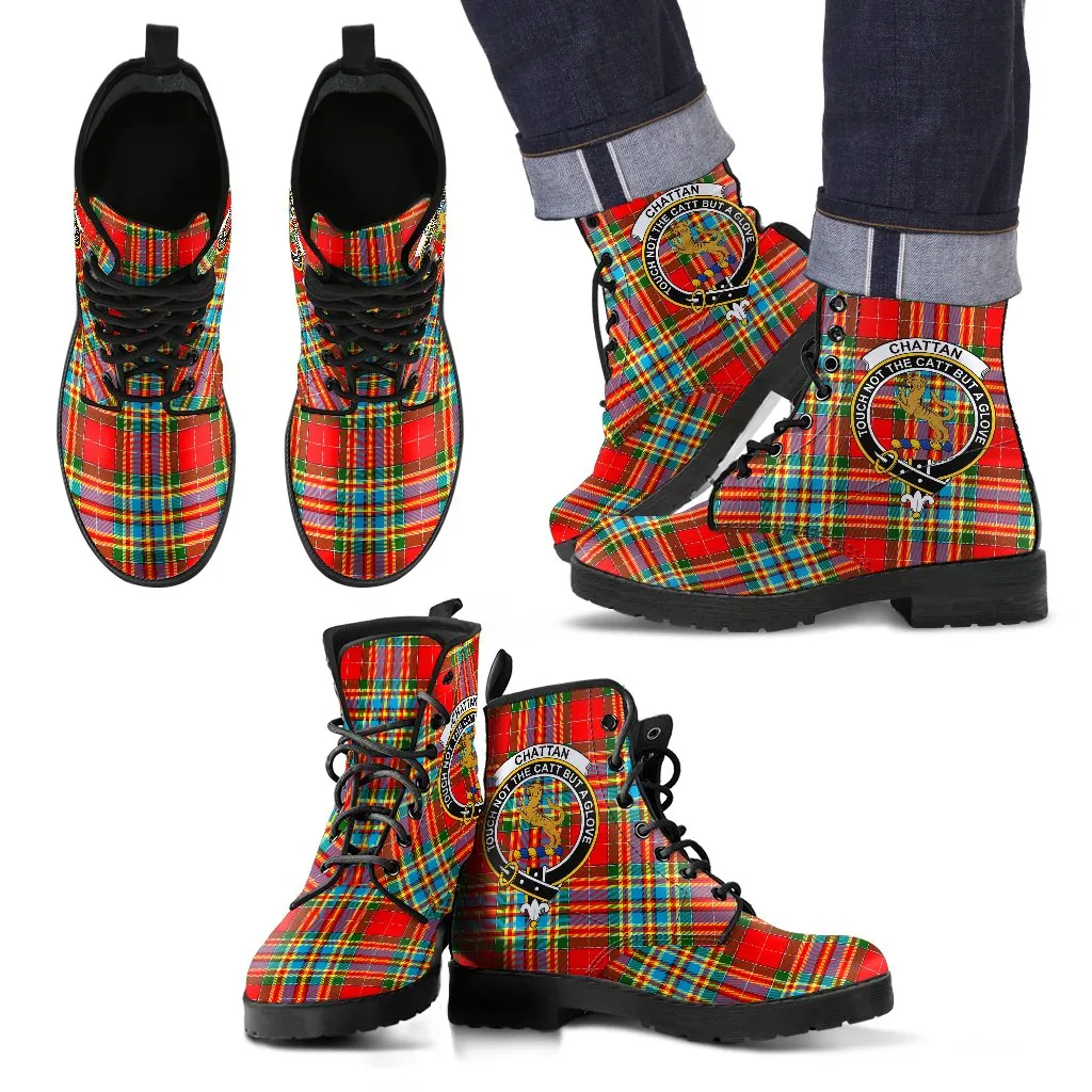 Chattan Tartan Clan Badge Leather Boots