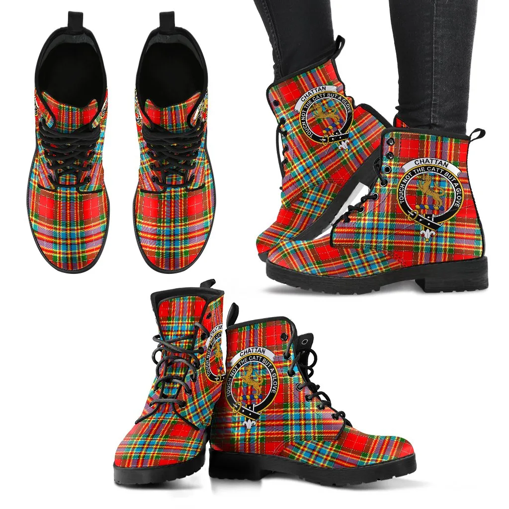 Chattan Tartan Clan Badge Leather Boots