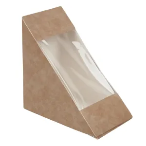 Colpac Recyclable Kraft Front-Loading Sandwich Wedges With PLA Window (Pack of 500) - DF605