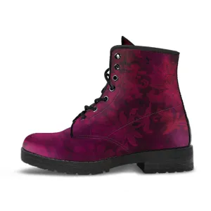 Combat Boots - Grunge Red #101 | Unisex Adult Shoes, Vegan Leather Handmade Lace Up Boots, Custom Shoes Boho, Vintage Style, Gift Idea