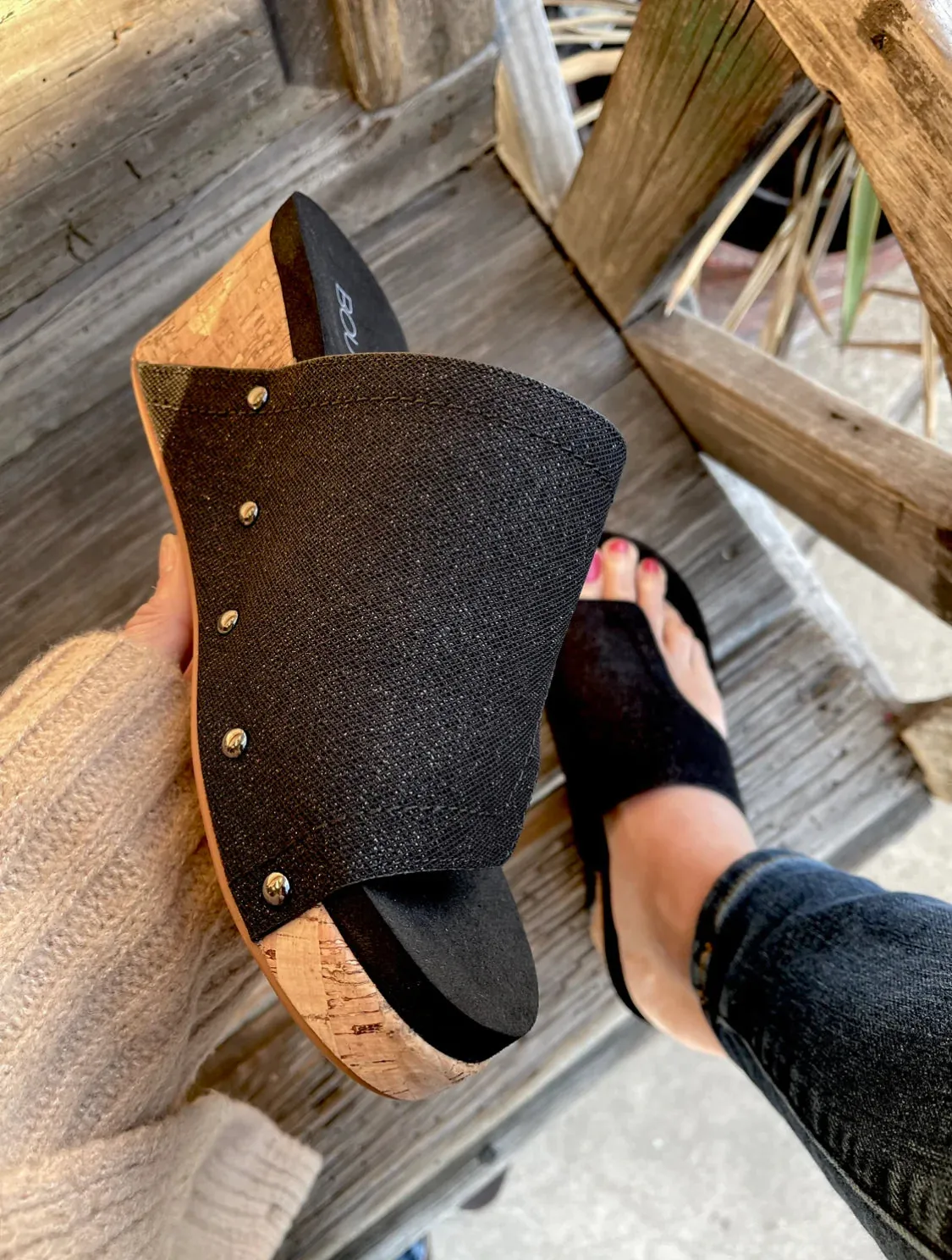 CORKYS Black Shimmer Wedge