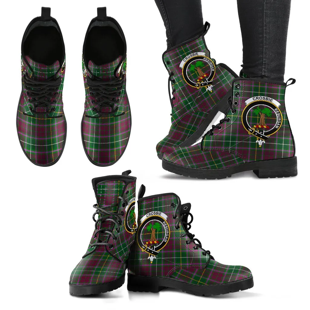 Crosbie Tartan Clan Badge Leather Boots