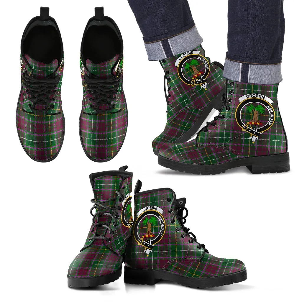 Crosbie Tartan Clan Badge Leather Boots