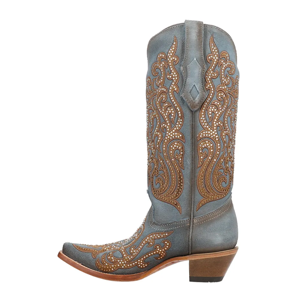 Embroidered Rhinestone Snip Toe Cowboy Boots