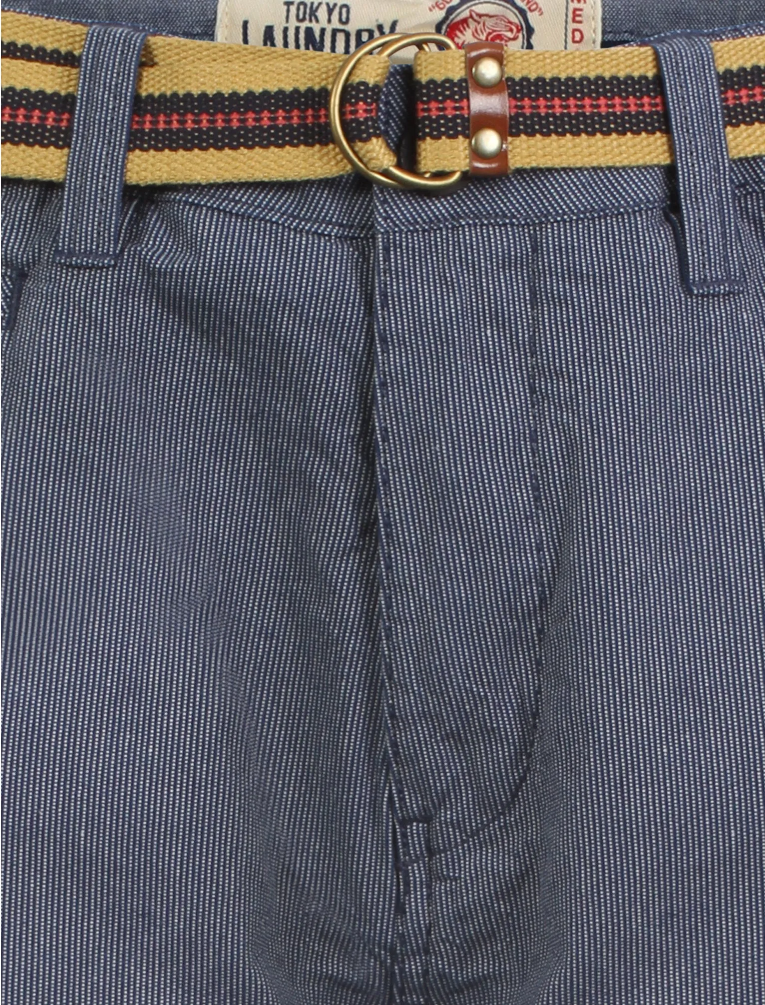 Farag Belted Shorts in Blue/White Stripe - Tokyo Laundry