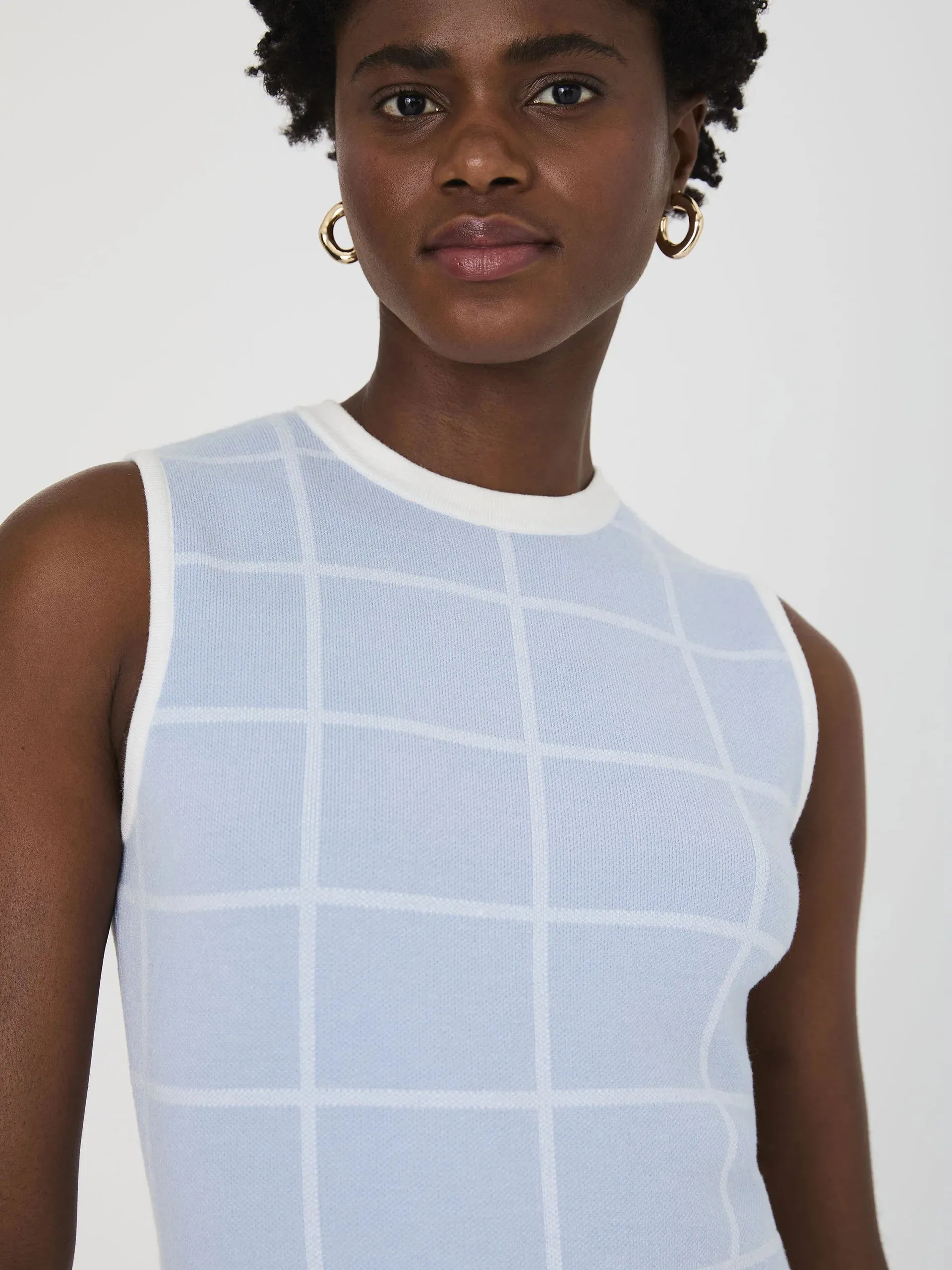 French Connection Check Sleeveless Crew Dress