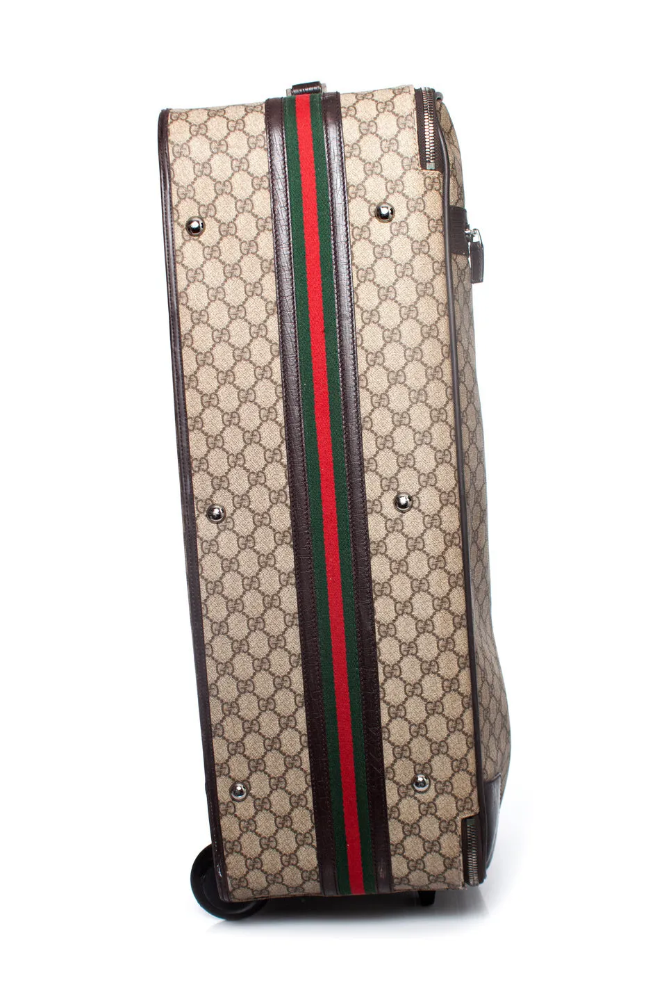 GG canvas suitcase in brown