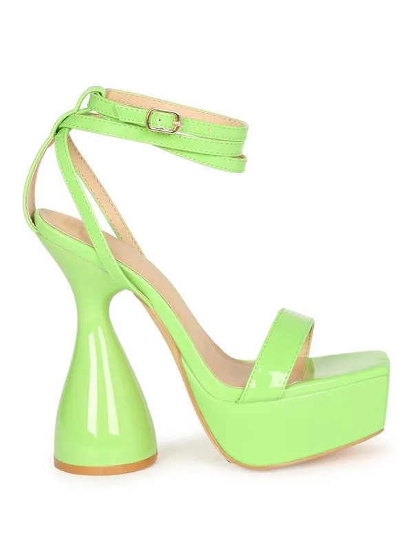 Green Womens Platform Heel Sandal