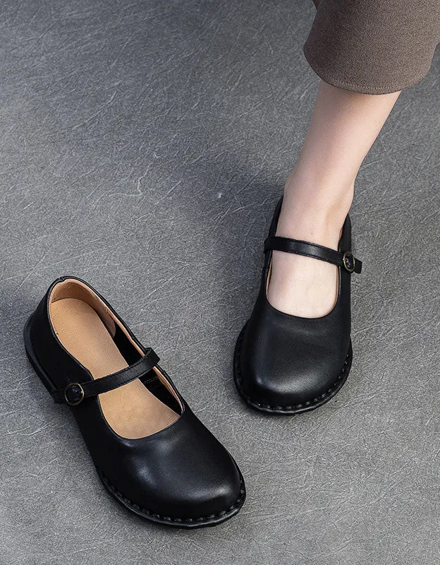 Handmade Ankle Strap Soft Leather Wide Toe Box Flats
