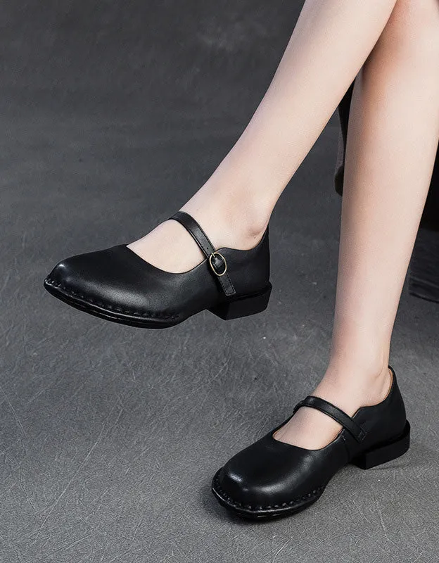 Handmade Ankle Strap Soft Leather Wide Toe Box Flats