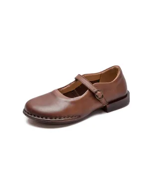 Handmade Ankle Strap Soft Leather Wide Toe Box Flats