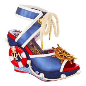Irregular Choice Women's 4368 17 Gulls And Buoys Wedge Heel Shoes Blue