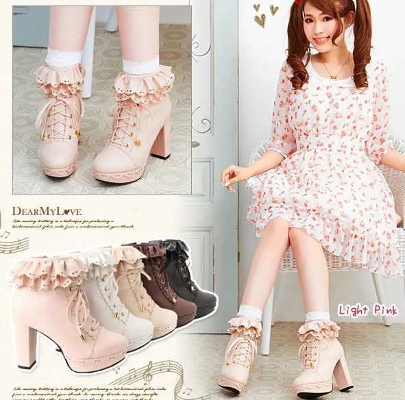 Japanese Falbala Heels Boots AD0016