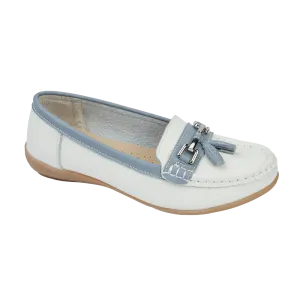 Jo & Joe Seafairer White/Baby Blue Leather Pump