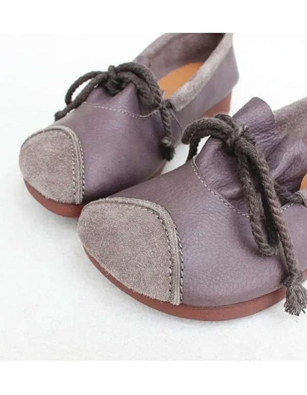 Lace Up Soft Handmade Leather Shoes Women's Flats