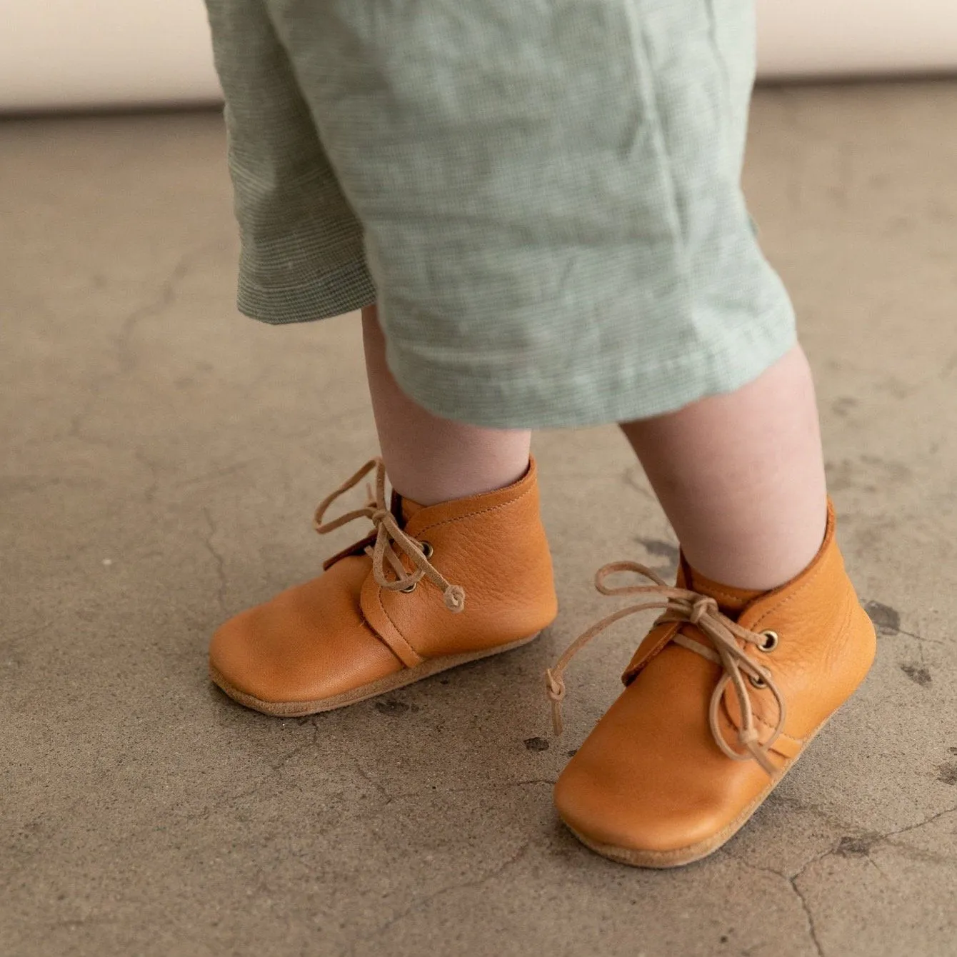 Leather Baby Boots in Honey