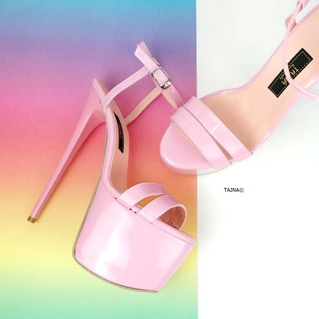 Light Pink Patent Sandal Heels