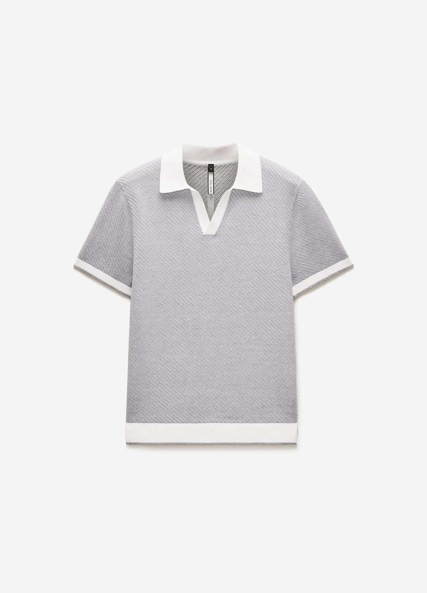 Linen Cotton Twill Knit Polo Grey Marle
