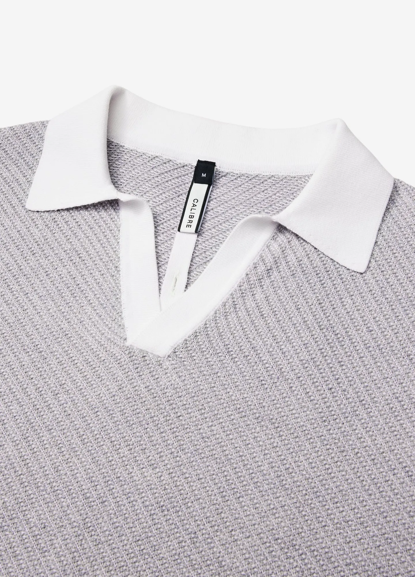 Linen Cotton Twill Knit Polo Grey Marle