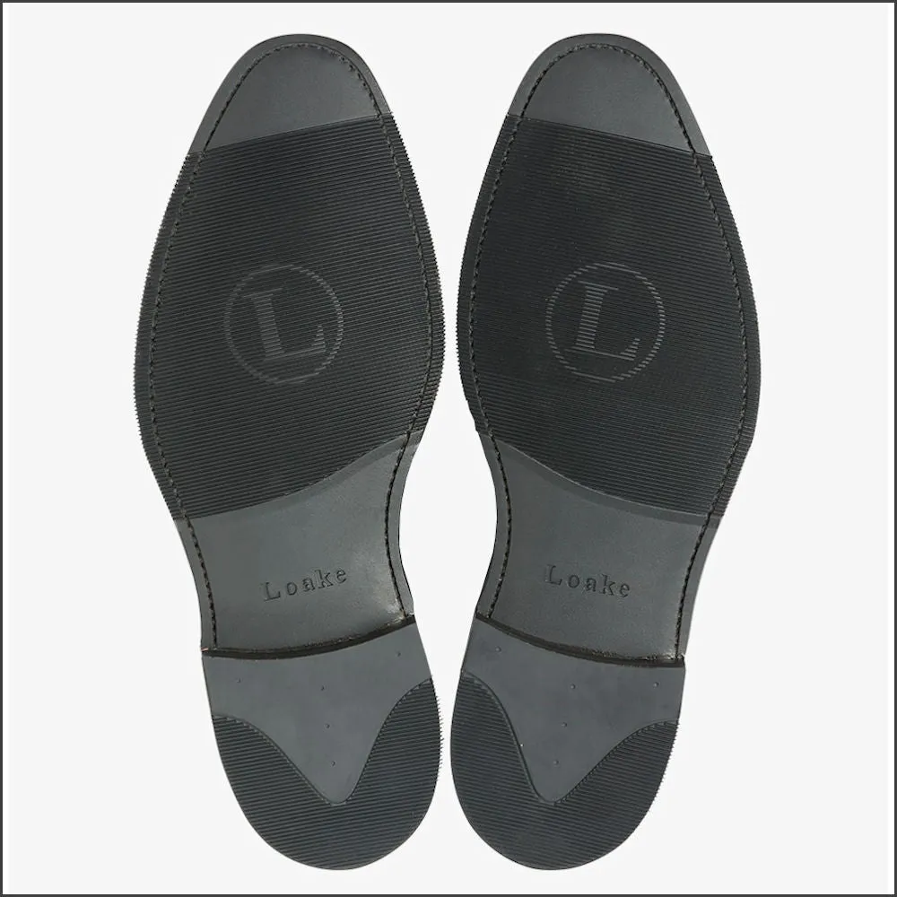 Loake Emsworth Black Leather Rubber Sole F Fit @