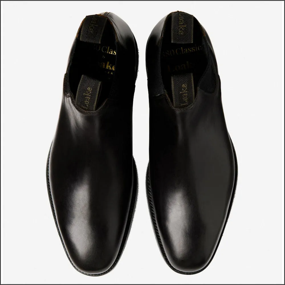 Loake Emsworth Black Leather Rubber Sole F Fit @