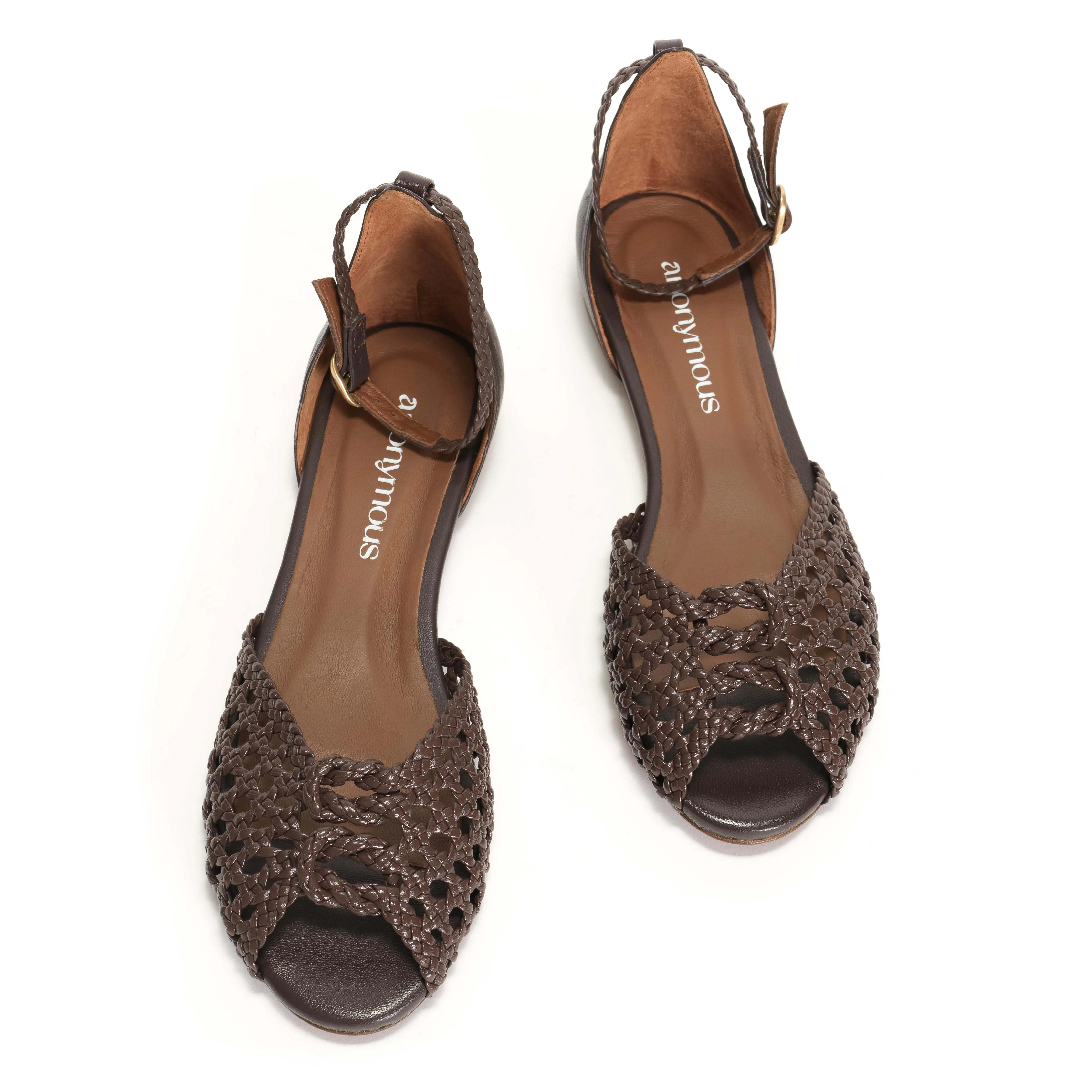 Lucy 10 Braided leather Coffee brown
