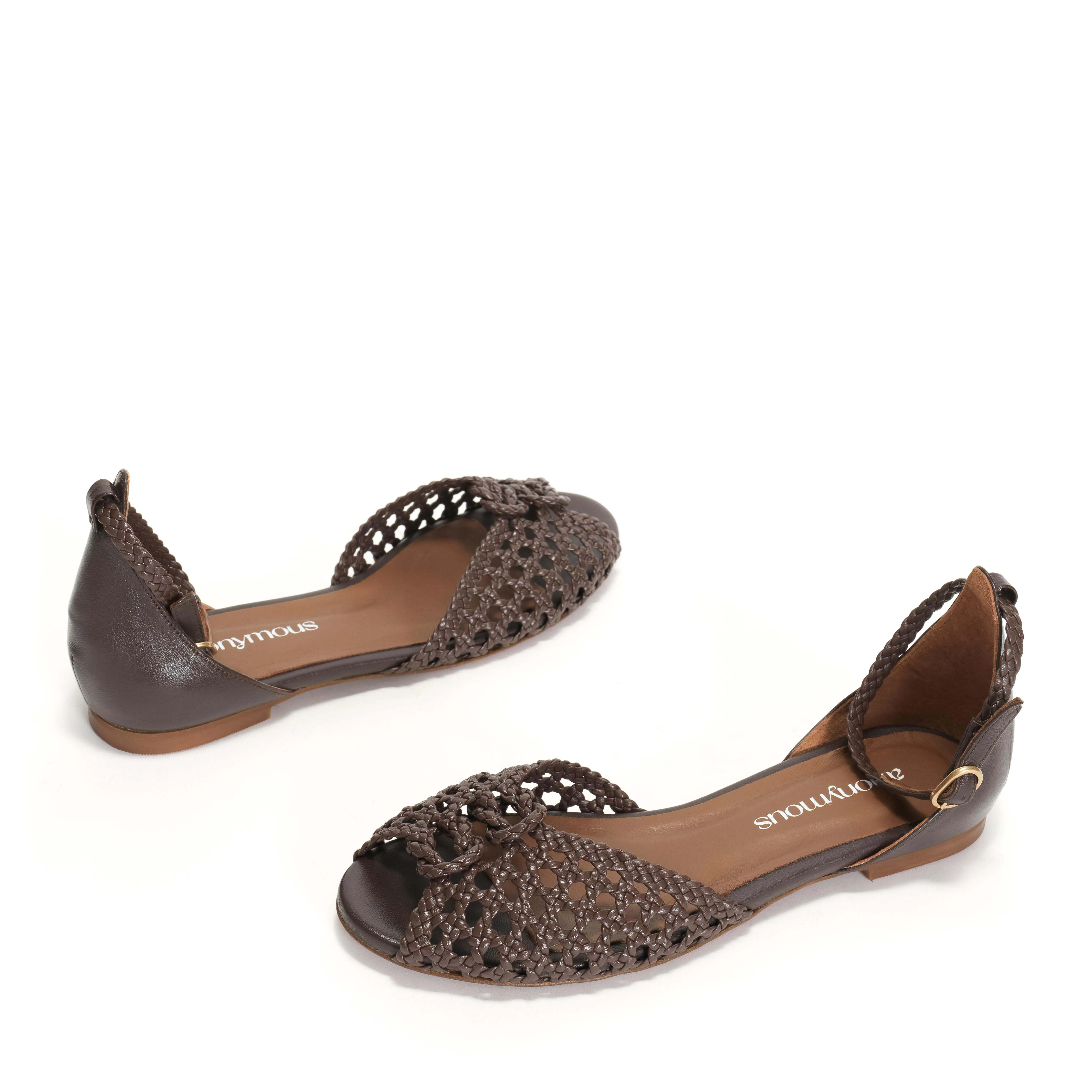 Lucy 10 Braided leather Coffee brown