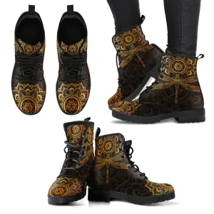 Mandala Dragonfly Rusty Gold Handcrafted Boots