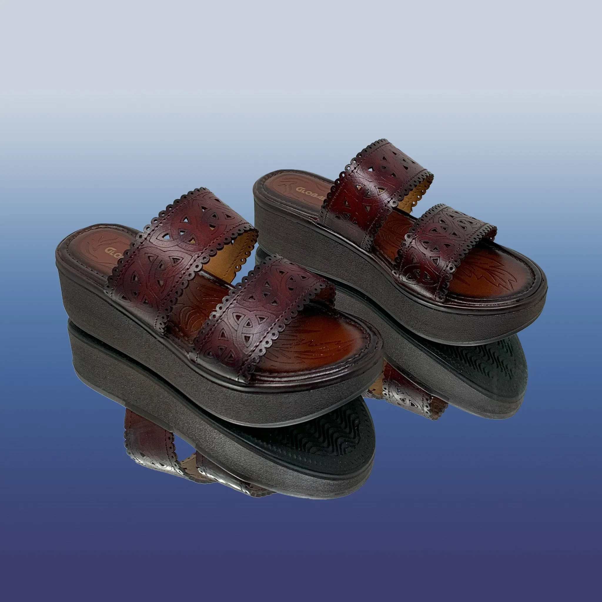Maroon Cutout Platform Sandals