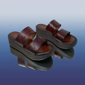 Maroon Cutout Platform Sandals