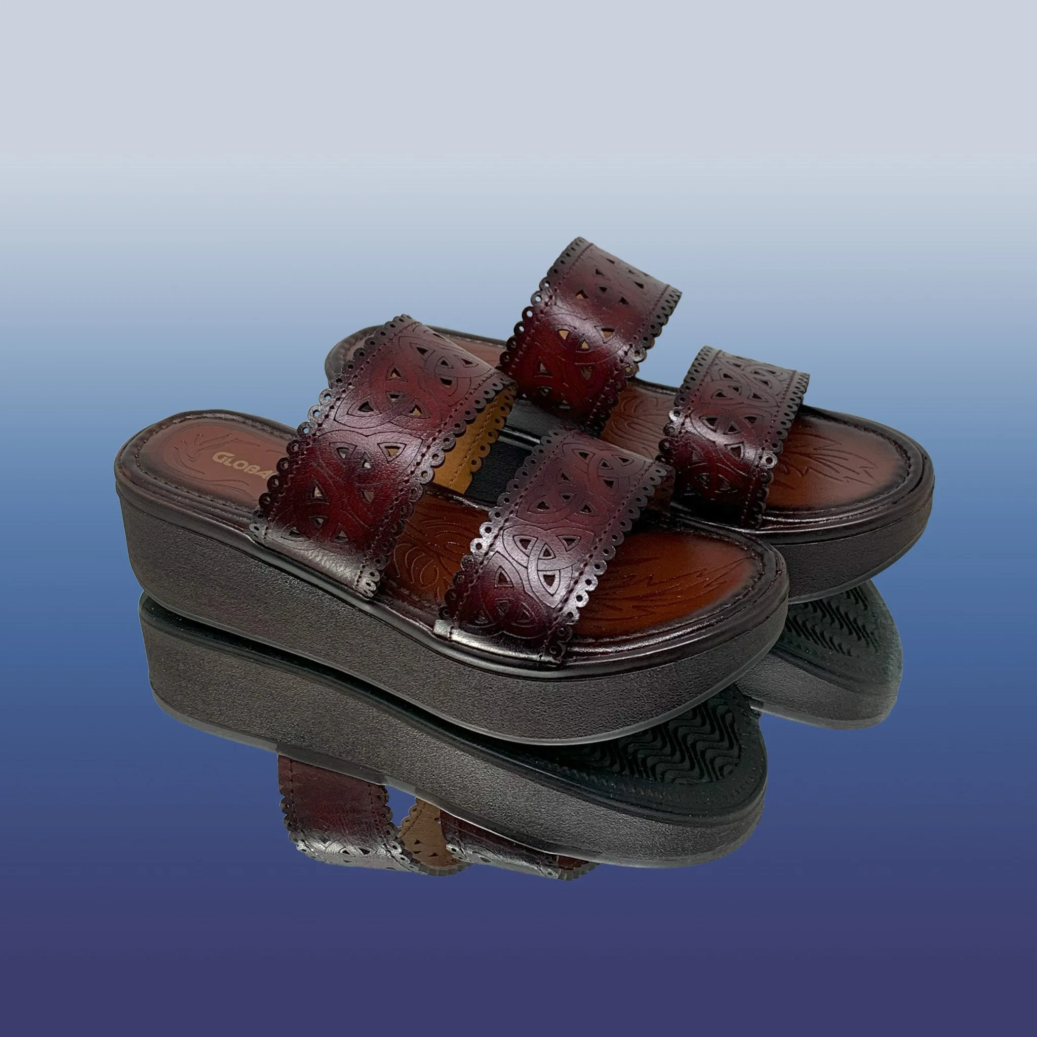 Maroon Cutout Platform Sandals
