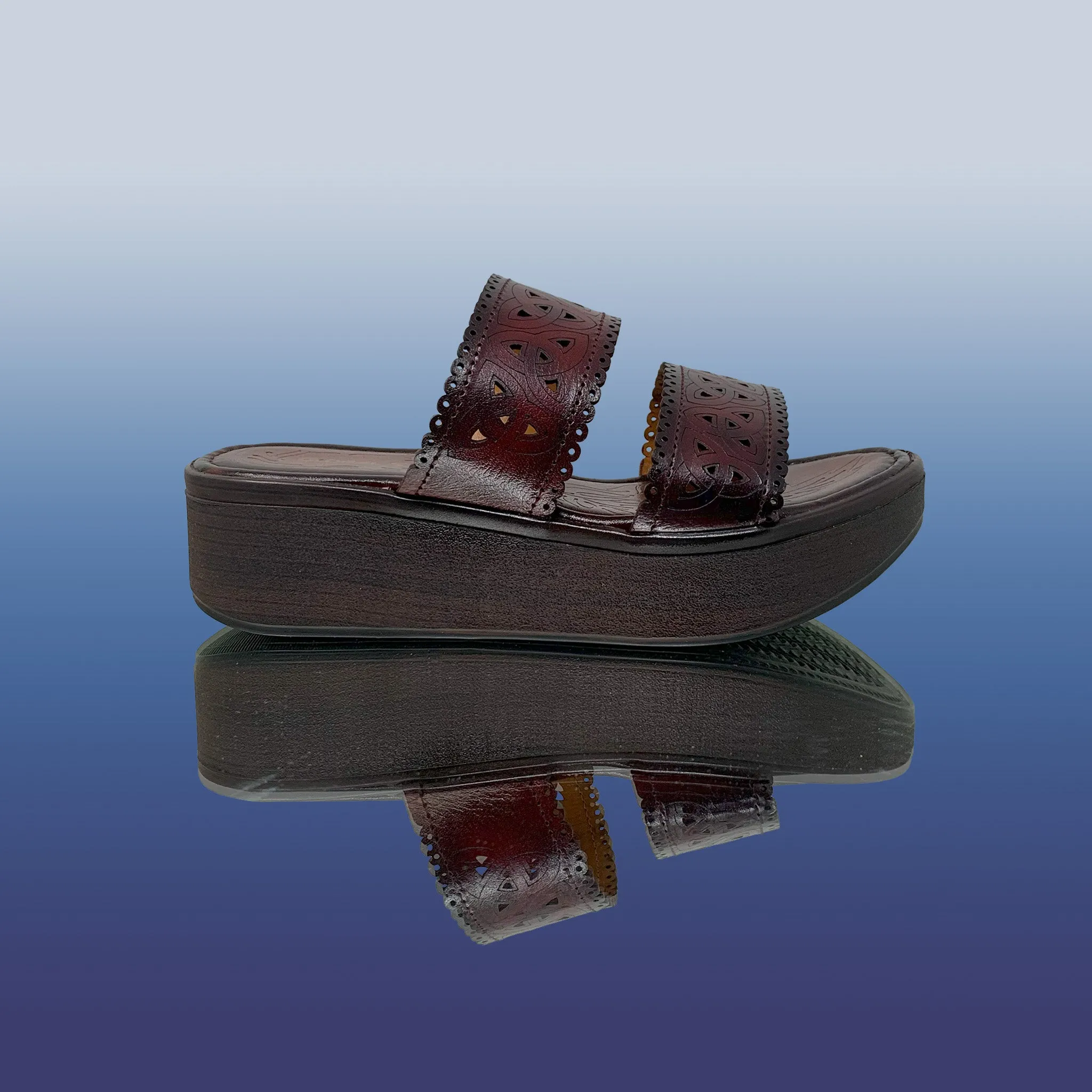 Maroon Cutout Platform Sandals