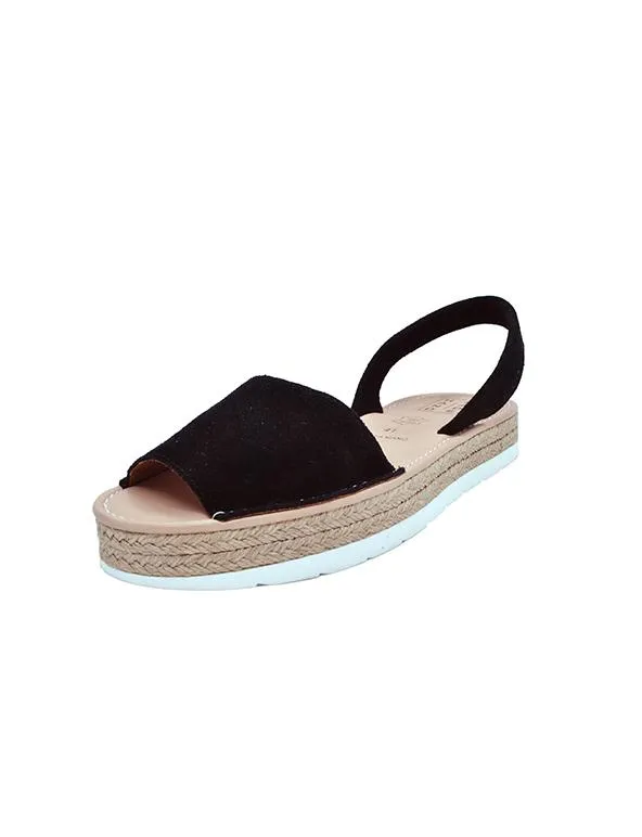 Menorquina Black Suede Platform