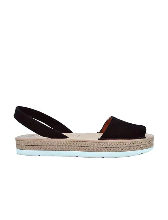 Menorquina Black Suede Platform