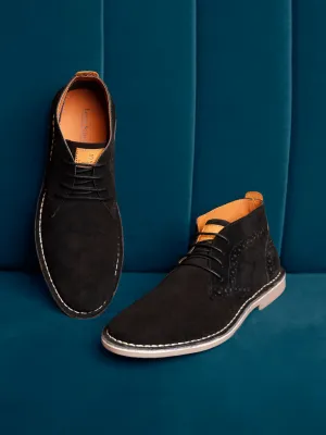 Obsidian Black Italian Suede Leather British Stitch Down Brogue Chukka Boots