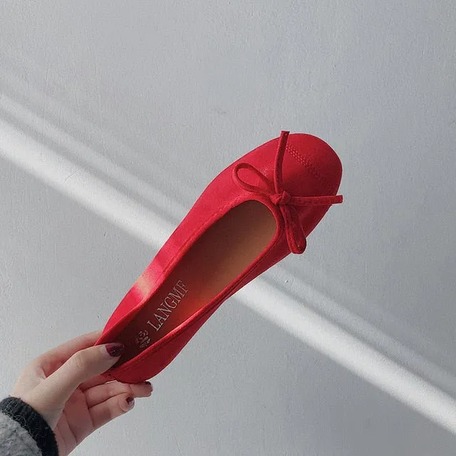 Square Toe Solid Women Shoes Flat Heel Candy Color Casual Soft Flats-Spring Summer Loafer
