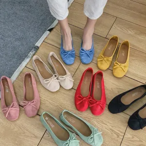 Square Toe Solid Women Shoes Flat Heel Candy Color Casual Soft Flats-Spring Summer Loafer