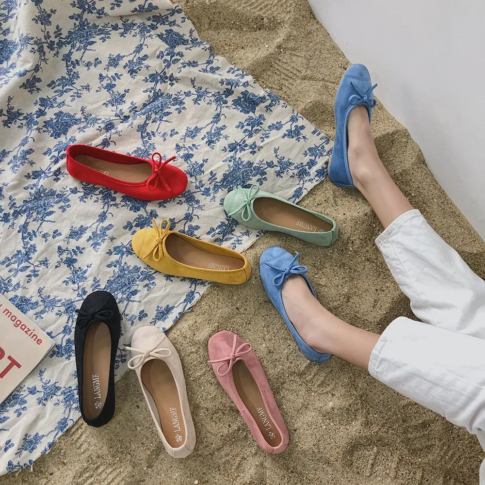 Square Toe Solid Women Shoes Flat Heel Candy Color Casual Soft Flats-Spring Summer Loafer