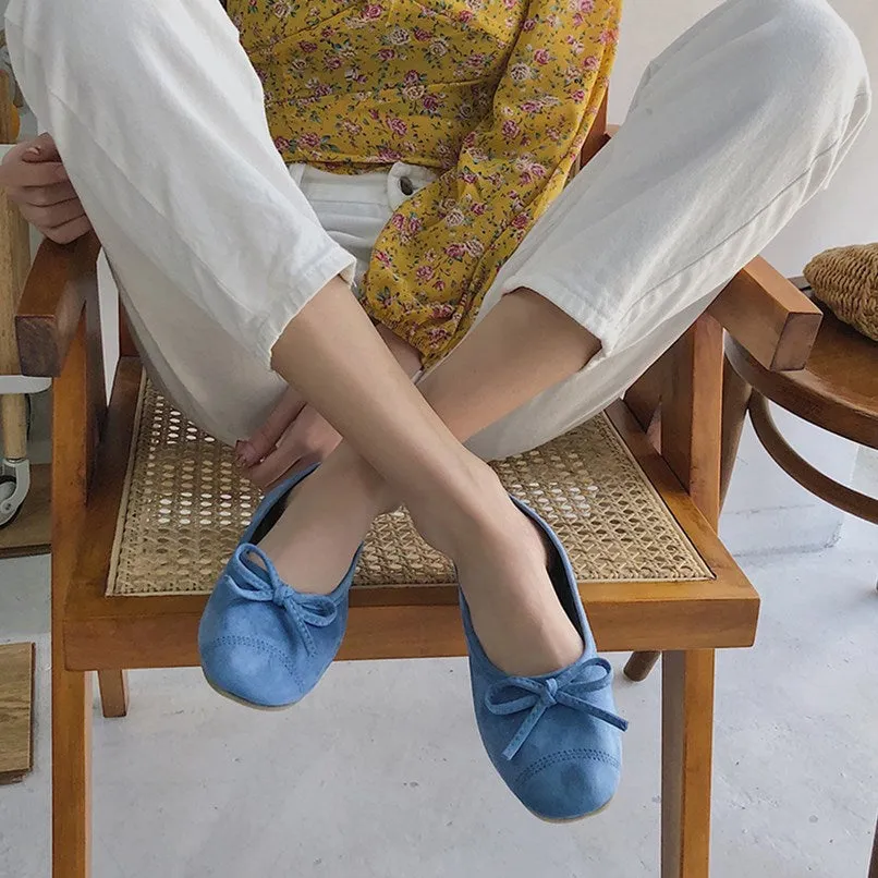 Square Toe Solid Women Shoes Flat Heel Candy Color Casual Soft Flats-Spring Summer Loafer