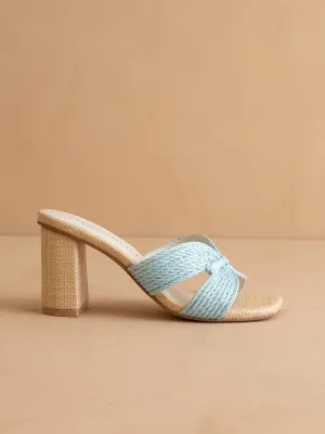 The Santiago | Light Blue Raffia Heel
